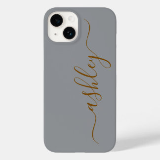 Funda Para iPhone 14 De Case-Mate Funda de teléfono gris suave de lujo con nombre pe