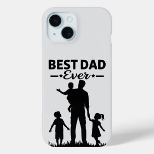 Para iPhone 15 Funda de teléfono limpia negra y blanca mejor papá
