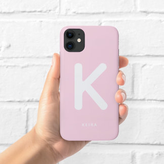 Para iPhone 11 Funda de teléfono monograma rosa bebé