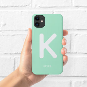 Para iPhone 11 Funda de teléfono monograma verde menta