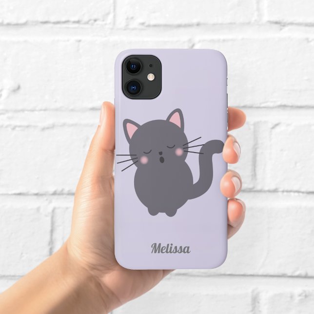Case-Mate Para iPhone Funda de teléfono morada con gato gris dormilón (Subido por el creador)