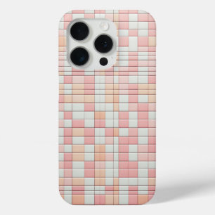 Para iPhone 15 Pro Funda de teléfono mosaico de rosa pastel y melocot