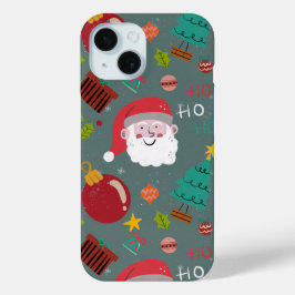 Para iPhone 15 Funda de teléfono navideña de Santa adorable