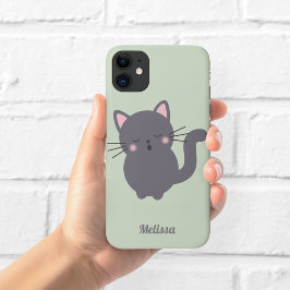 Para iPhone 11 Funda de teléfono personalizada con sabio gato gri