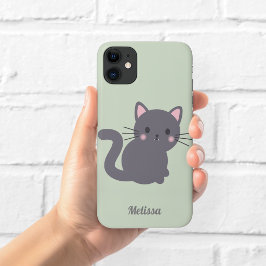 Para iPhone 11 Funda de teléfono personalizada Kawaii gato gris S