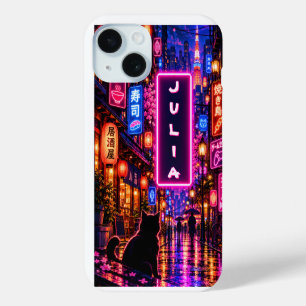 Para iPhone 15 Funda de teléfono personalizada Tokyo Neon con nom