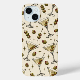 Para iPhone 15 Funda de teléfono Retro Dirty Martini & Aceituna