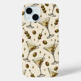 Para iPhone 15 Funda de teléfono Retro Dirty Martini & Aceituna