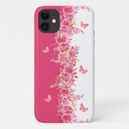 Para iPhone 11 Funda de teléfono rosa botánica