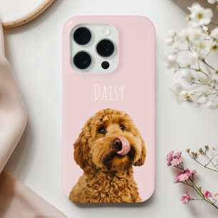 Para iPhone 15 Pro Funda de teléfono rosa pastel personalizada con fo