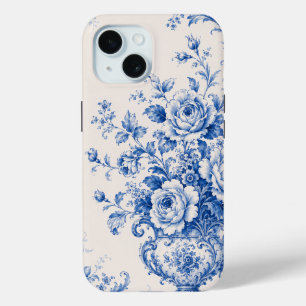 Para iPhone 15 Funda de teléfono Urna Floral Chinoiserie Blanco A