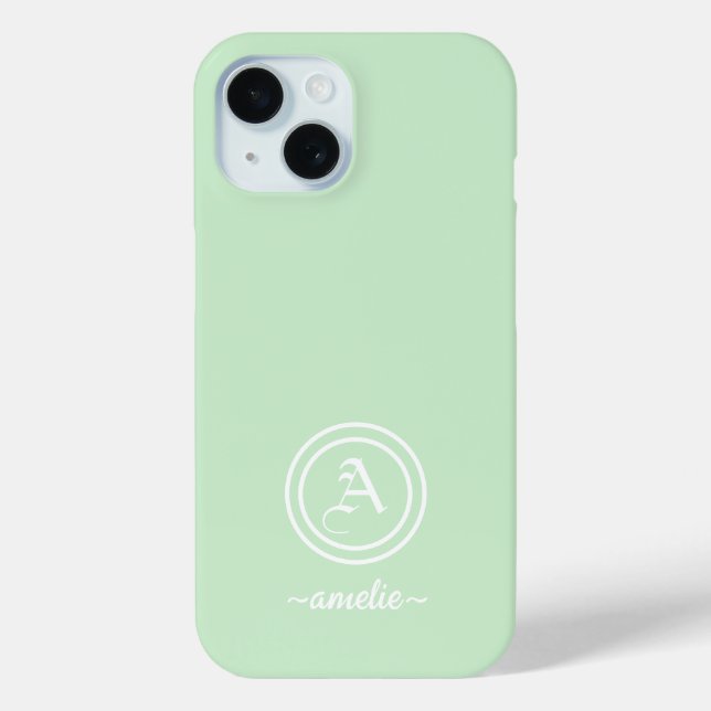 Case-Mate Para iPhone Funda de teléfono verde con monograma y nombre per (Reverso )
