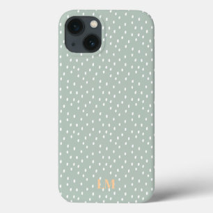 Para iPhone 13 Funda de teléfono verde con puntos personalizados