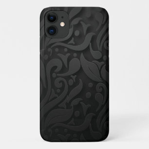 Para iPhone 11 funda de textura de ornamentos negros-Mate apenas 