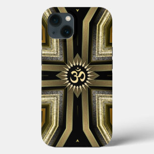 Para iPhone 13 Funda de Yoga OM Black Gold Sunshine Galaxy S5