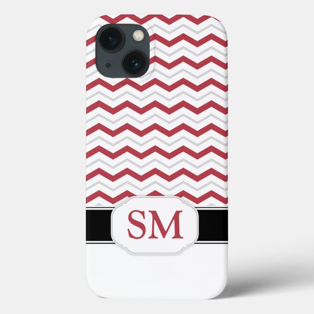 Case-Mate Para iPhone Funda del Monograma iPad de Chevron Rojo y Gris 2/ (Reverso)