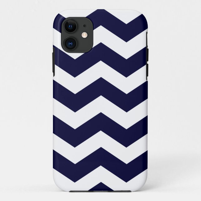 Case-Mate Para iPhone Funda del patrón de cheurón azul de la marina Savv (Reverso)