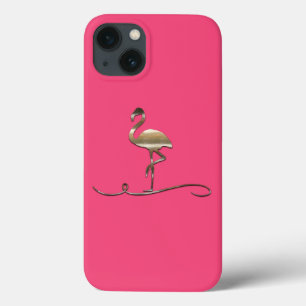 Para iPhone 13 Funda Flamingo de Oro Rosa Brillante