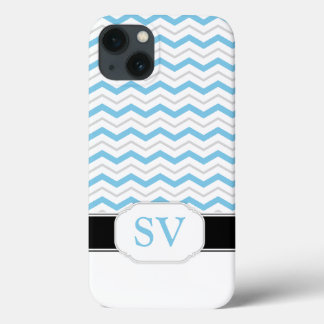 Para iPhone 13 Funda iPad Monograma de Chevron azul y gris 2/3/4