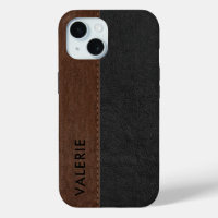 Funda Masculino de cuero falso negro y marrón -