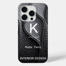 Para iPhone 15 Pro Funda minimalista de Monograma Moderno Blanco y Ne