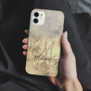 Funda Para iPhone 14 De Case-Mate Funda monograma con gotas de strass dorado y plate