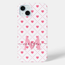 Para iPhone 15 Mini Funda monograma de Personalizado de corazón rosado