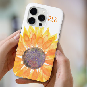 Para iPhone 12 Funda Otterbox monograma de girasol