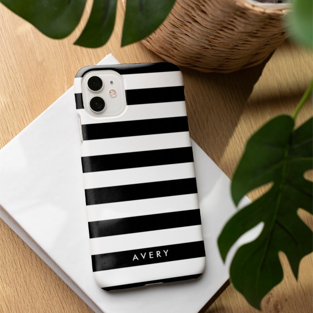 Case-Mate Para iPhone Funda personalizado de franja blanca y negra moder (Subido por el creador)