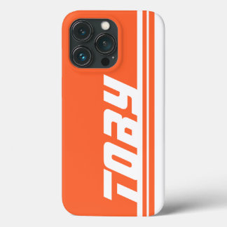 Para iPhone 13 Pro funda personalizado de franjas deportivas naranja 