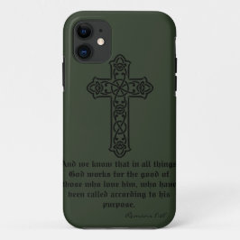 Para iPhone 11 Funda verde oscuro de gracia cristiana
