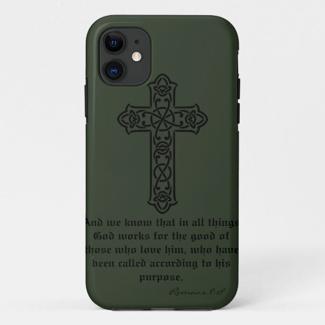 Case-Mate Para iPhone Funda verde oscuro de gracia cristiana (Reverso)