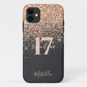 Para iPhone 11 Girly purpurina chispeante Funda de cumpleaños mod