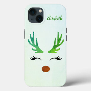 Para iPhone 13 Hermosa, encantadora, Funda de renos Navidades
