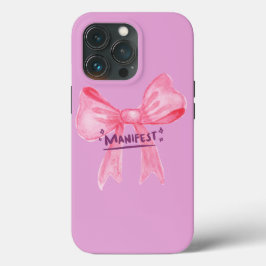 Para iPhone 13 Pro Magia de manifiesto - Funda de sueño de cinta rosa