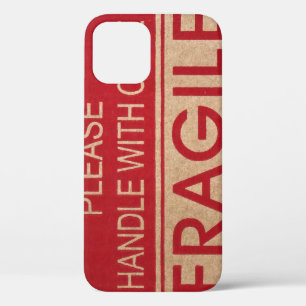 Para iPhone 12 Mango divertida con cuidado, frágil Funda de signo