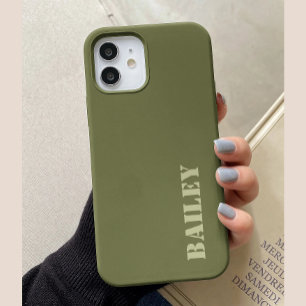Para iPhone 15 Mínimo y moderno funda de teléfono verde oliva per