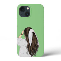 Moda Arte Chica con suave Funda de fondo verde-Mat