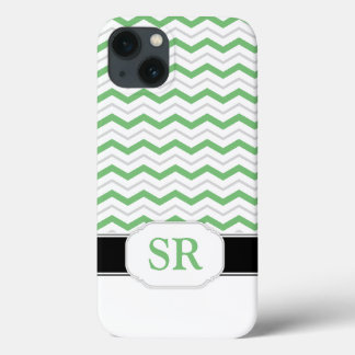 Monograma iPad de Chevron verde y gris 2/3/4 Funda