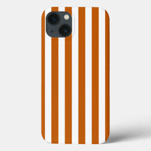 Para iPhone 13 Naranja quemado y franjas de caramelo blanco Funda