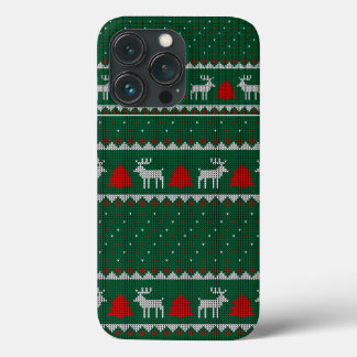 Para iPhone 13 Pro Navidades suéteres feos Funda de patrón de conejo
