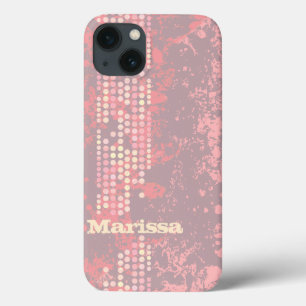 Para iPhone 13 nombre funda de estilo surf rosa coral