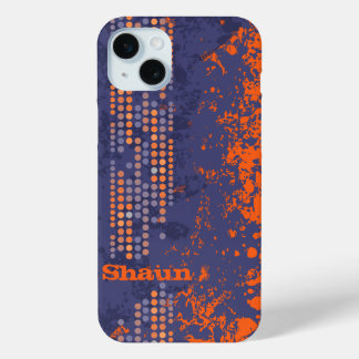 Para iPhone 15 Mini Nombre personalizado naranja azul funda de estilo 