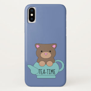 Para iPhone X Oso lindo en el Funda azul de Bonito Teapot