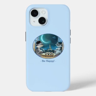 Para iPhone 15 París de noche Funda duro - Feliz (Variado)