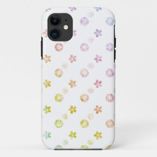 Para iPhone 11 Pastel de arcoiris floral rayado Funda blanco