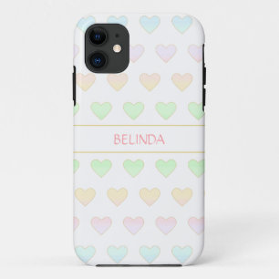 Para iPhone 11 Patrón de corazón de color pastel moderno en funda