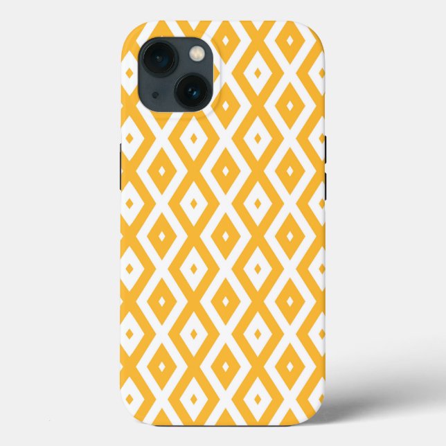 Case-Mate Para iPhone Patrón de diamante amarillo y blanco soleado Funda (Reverso )