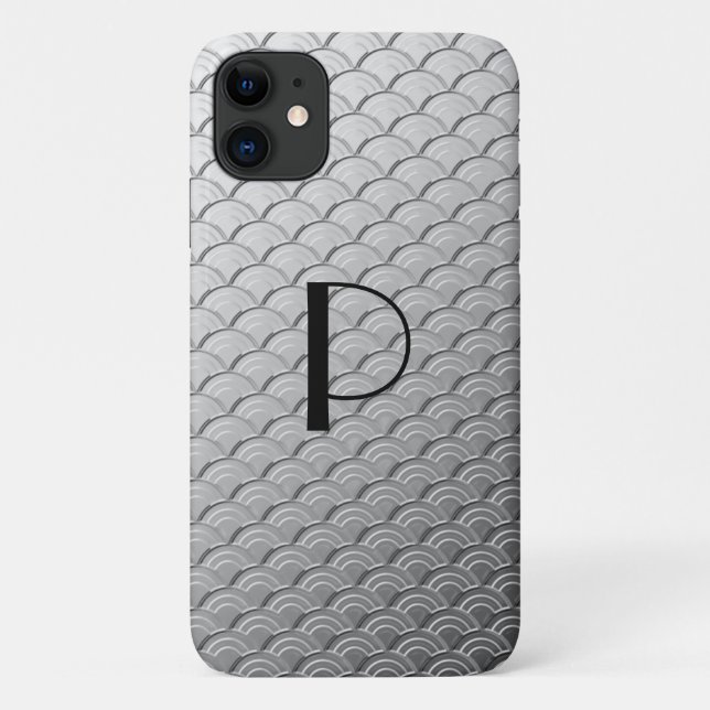 Case-Mate Para iPhone Patrón de ondas Art Deco - Funda metálico de plata (Reverso)