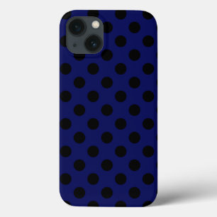 Para iPhone 13 Pos de polka negro sobre el Funda azul marino-Mate
